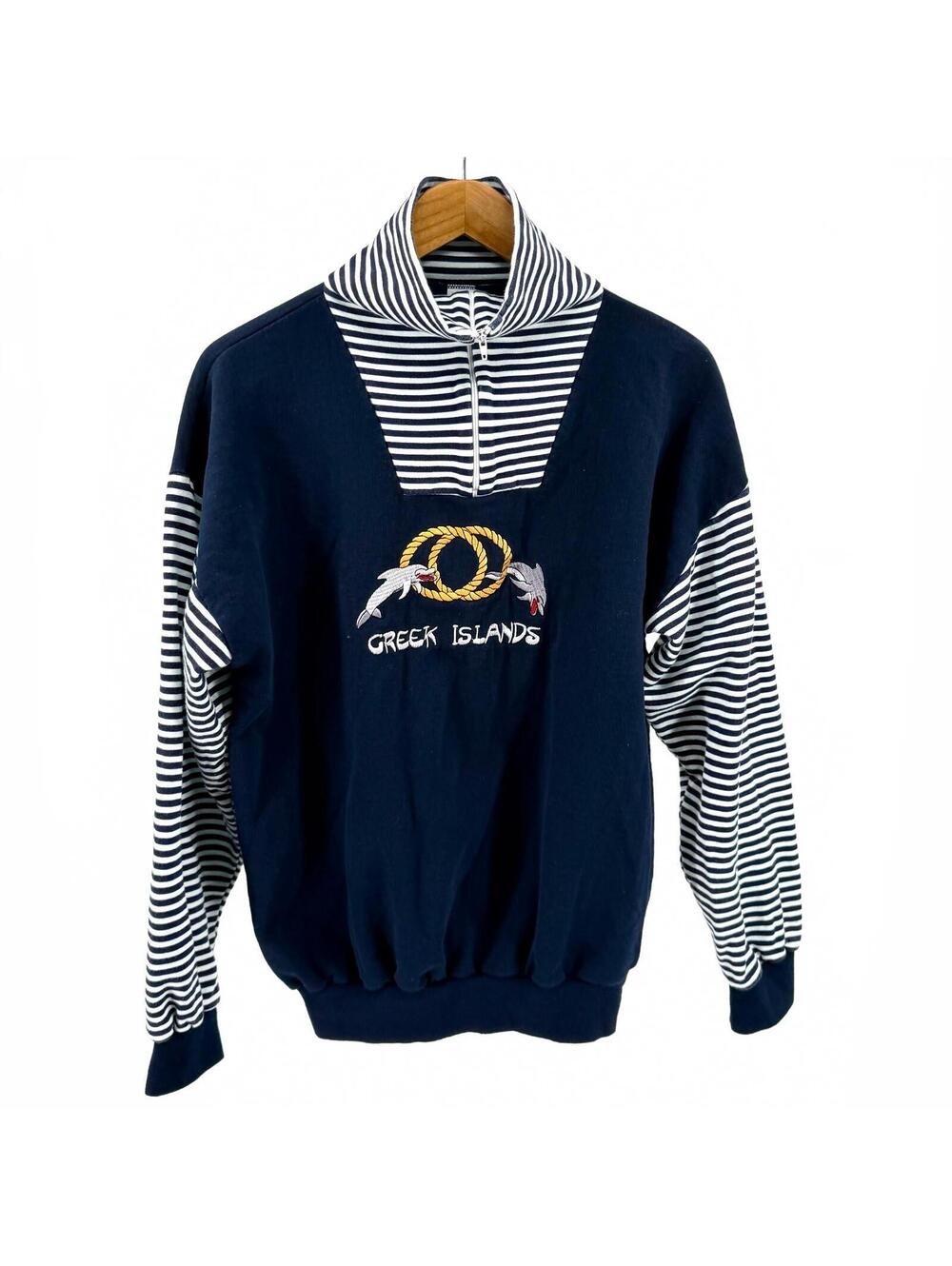Vintage 90s Greek Navy 100% Cotton Nautical Sweatshirt